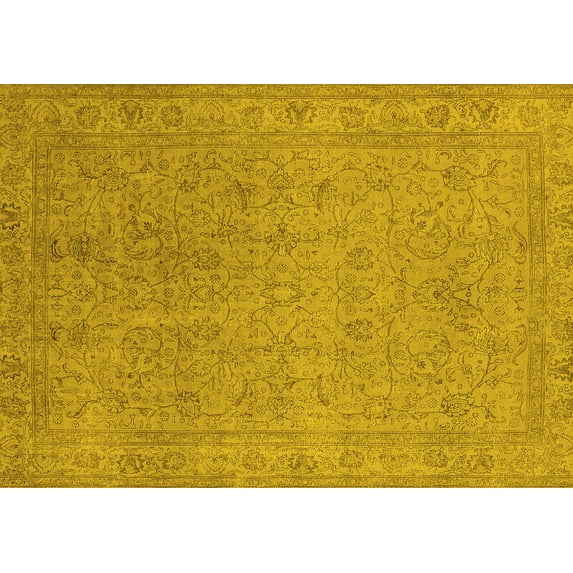 Ahgly Company Machine Washable Indoor Rectangle Oriental Yellow Industrial Area Rugs, 5' x 7'