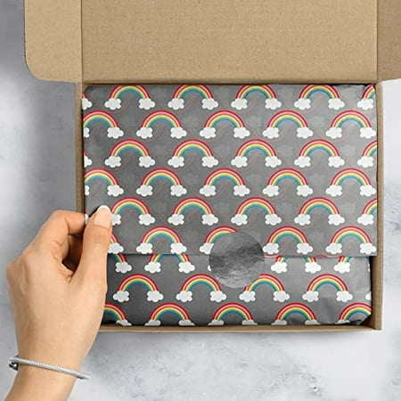 Jillson Roberts 20" x 30" Printed Gift Tissue for Birthdays, Wine Bags, Weddings, Over The Rainbow Silver, 24 Folded Sheets