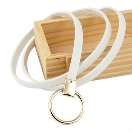 White Knotted Leather - Stylish Women's All-match Adjustable Soft Leather Belts Round Metal Buckle Thin Waist Strap Simple Knot Belt Decorative Dress