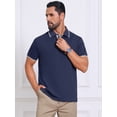 thumbnail image 4 of DARING DIVA Men's Contrast Trim Short Sleeve Button Closure Polo Shirts 2XL Navy Blue, 4 of 7