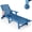 BLUE, variant on Ciokea HDPE Chaise Lounge Chairs Outdoor Set of 2 Wood Texture with Wheels 5 Positions Cup Holder for Patio Pool White