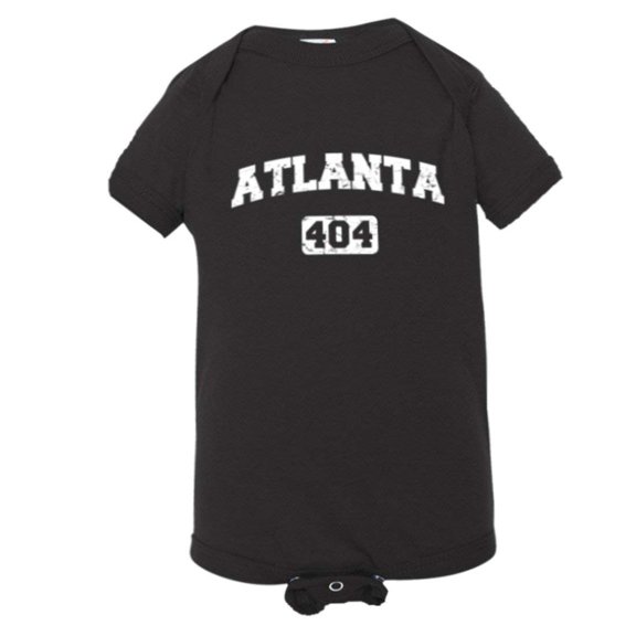 PleaseMeTees™ Baby Atlanta 404 Area Code Distressed HQ Jumpsuit