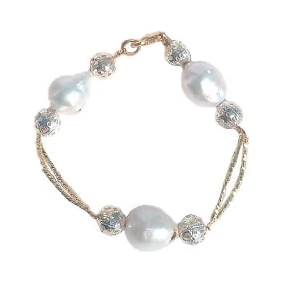 Pulsera y Aretes GREG J.M. Perla Cultivada Chapa Oro y tornasol Clásico
