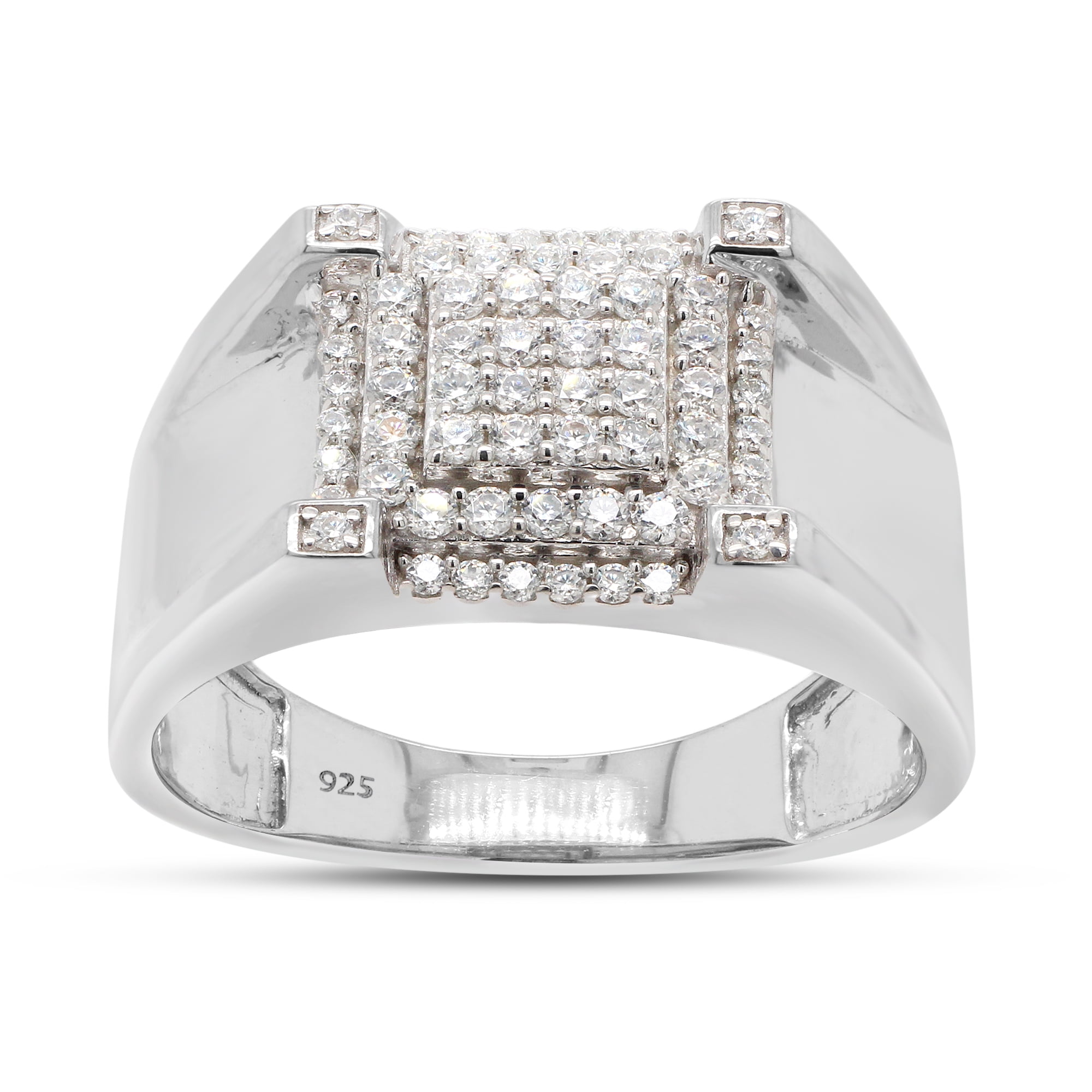 1/2 Ct Lab Created Moissanite Diamond Engagement Wedding Band Ring For Men In 14K White Gold Over Sterling Silver(G-H Color,VVS1 Clarity,0.50 Cttw)-6