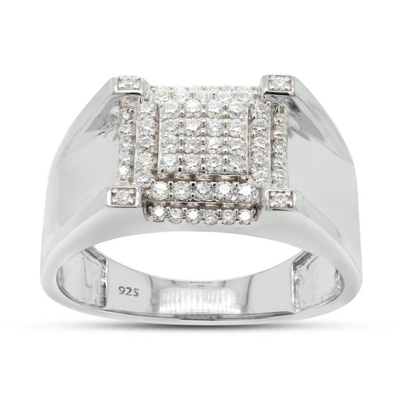 1/2 Ct Lab Created Moissanite Diamond Engagement Wedding Band Ring For Men In 14K White Gold Over Sterling Silver(G-H Color,VVS1 Clarity,0.50 Cttw)-8