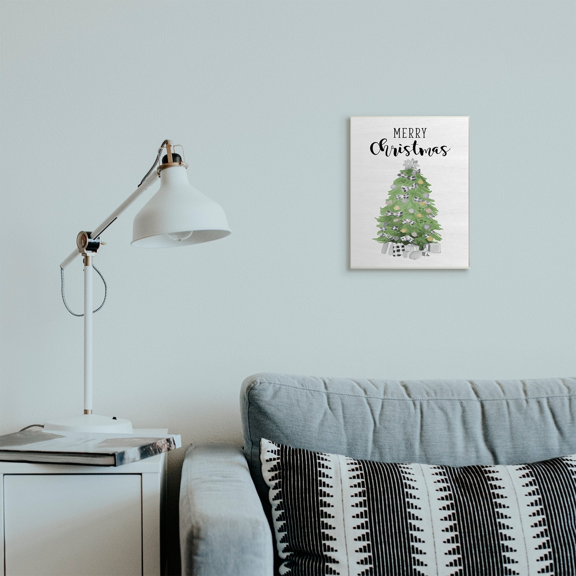 Stupell Industries Charming Soft Green Fir Tree Merry Christmas Text Holiday Painting Wall Plaque Art Print Wall Art, 10 x 15