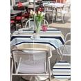 thumbnail image 5 of Outdoor Tablecloths with Umbrella Hole & Zipper, Navy Blue Khaki Striped Round Tablecloth 54 Inch, Farmhouse Stripes Modern Abstract Art Waterproof Table Cloth, Patio/Pool/Picnic Table Covers, 5 of 8