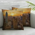 thumbnail image 3 of Heduofu Decorative Cushion Cover Square Pillowcase Cityscape City Skyline Sofa Bed Throw Pillow Case White, 3 of 5