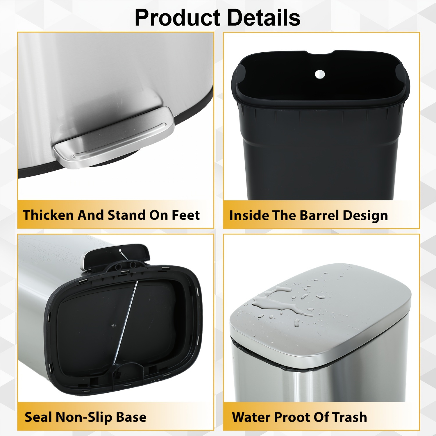 8 Gallon Trash Can Brushed Stainless Steel Kitchen Trash Can with Soft-Close Lid, Fingerprint-Resistant Kitchen Garbage Can with Foot Pedal and Inner Bucket, Recycling Or Waste Bin, Silver