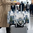 thumbnail image 4 of Garronmavis Large Quilted Duffle Bag for Women, Camper Pine Tree Print Weekender Bag Travel Overnight Bag, Carry On Gym Tote with Luggage Sleeve for Camping Work Dance, 4 of 7