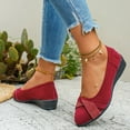 thumbnail image 4 of Womens Slip On Suede Wedge Flat Shoes Comfortable Low Top Non Slip Dress Shoes Pointed Toe Vintage Lightweight Loafers Red Size 8, 4 of 7
