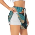 thumbnail image 1 of Balery Blue Watercolor Duck Pantalones cortos deportivos para mujer con forro y dos bolsillos, elásticos, para entrenamiento, gimnasio, yoga-XX-Large, 1 of 7
