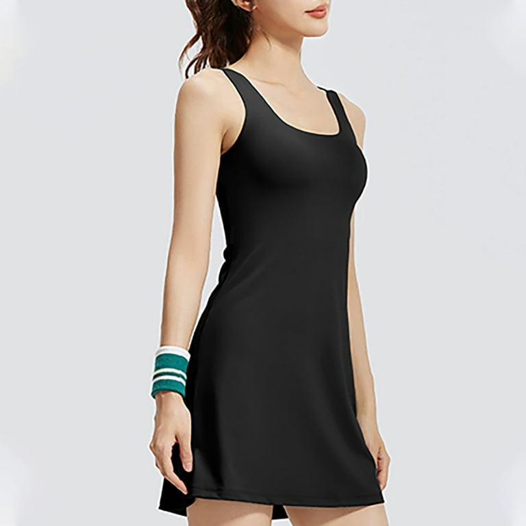 Womens Workout Dress, Tennis Dress with Built in Shorts and Bra Workout Dress Golf Athletic Tank Dress Striped Dress for Women Black M - Walmart.com Womens Workout Dress, Tennis Dress with Built in Shorts and Bra Workout Dress Golf Athletic Tank Dress Striped Dress for Women Black M - Walmart.com