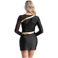 thumbnail image 4 of Vestido de carrera de conducción rápida para mujer, traje de Halloween, uniforme de porristas de manga larga, vestido ajustado de retazos metálicos de malla estampada, 4 of 5