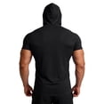 thumbnail image 3 of Trgacdwlo Mens Short Sleeve Hoodie Quick Dry Mens Workout Shirts Moisture Wicking Sun Protection Hooded Baseball Shirt Men Black XXL, 3 of 8