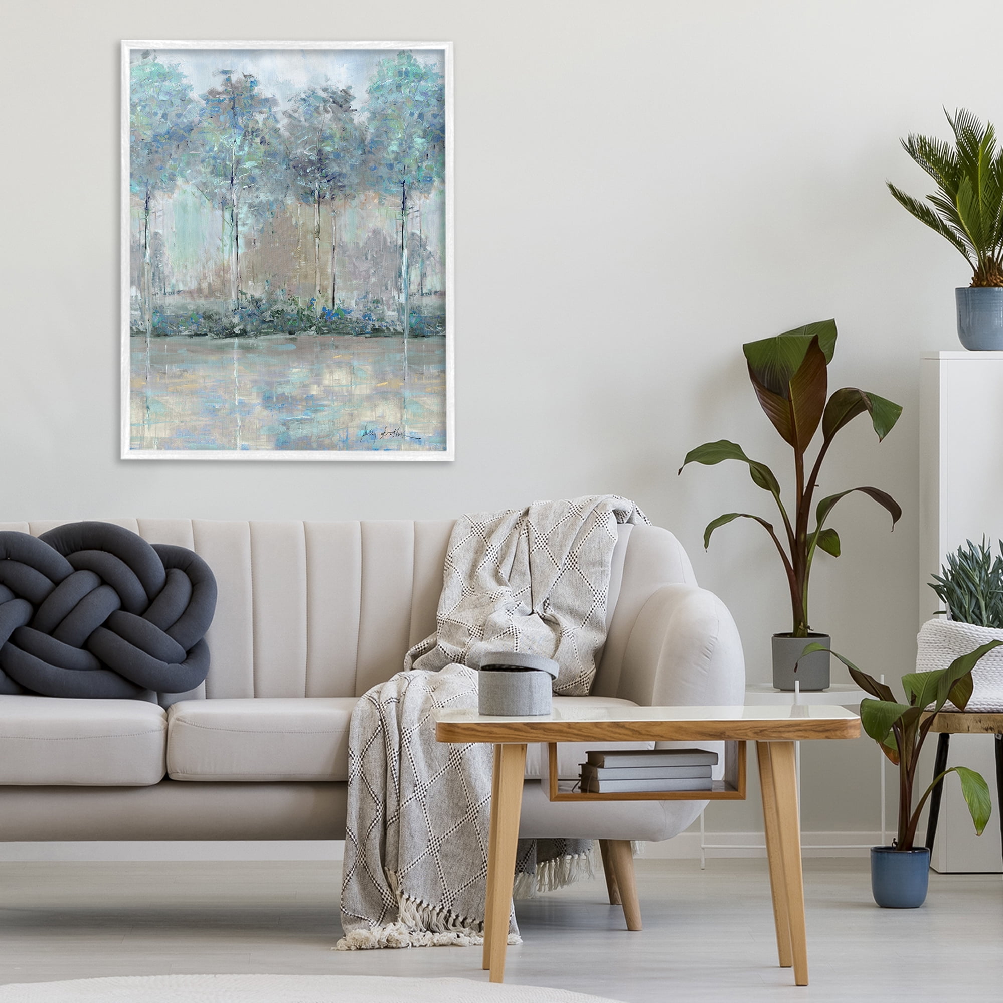 Stupell Industries Subdued Impression of Trees White Framed Giclee Art, design by Sally Swatland