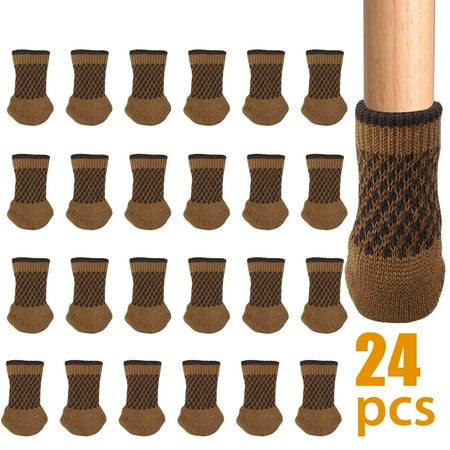 Slim Furniture TSV 24 Chair Leg Socks, Knitted Elastic Non-Slip Rubber Strips Furniture Socks Covers Set Chair Leg Floor Protectors, Fit Square & Round Furniture Feet Girth from 1.5'' to 2.2'' ()