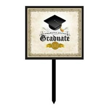 6ct Gold, Ivory and Black "Congratulations Graduate" Cap and Gown Outdoor Decoration 32