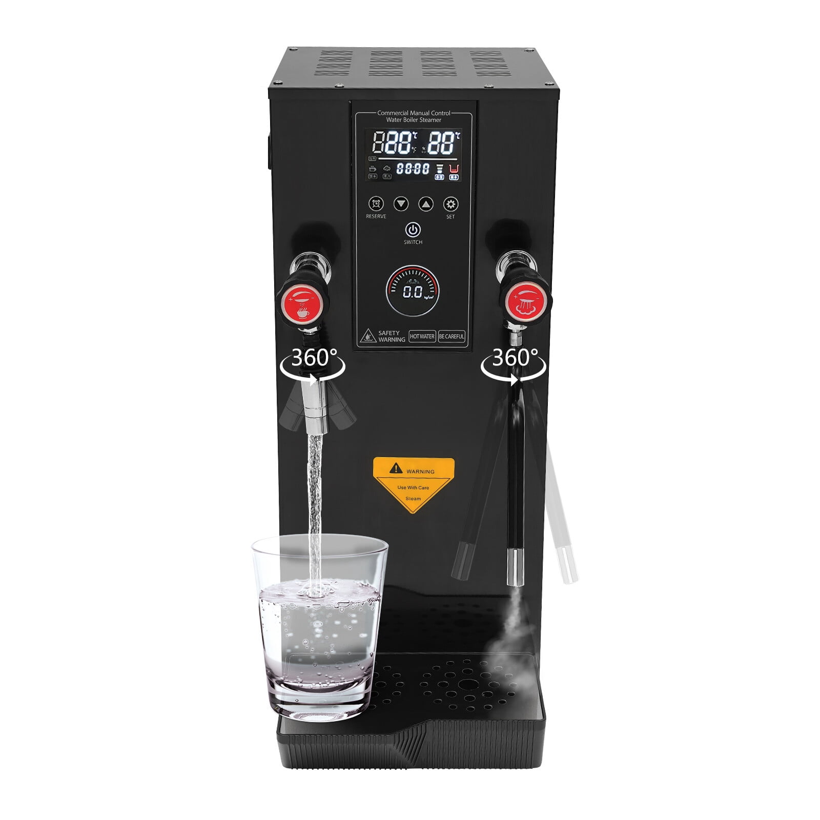 12L Hot Water Dispenser Fixed Time 304 Stainless Steel Hot Water Machine Black 10.23*11.02*25.2in