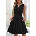 thumbnail image 4 of Merokeety Summer Dress for Women V Neck Flowy Vacation Mini Dress with Pockets Black xl, 4 of 6