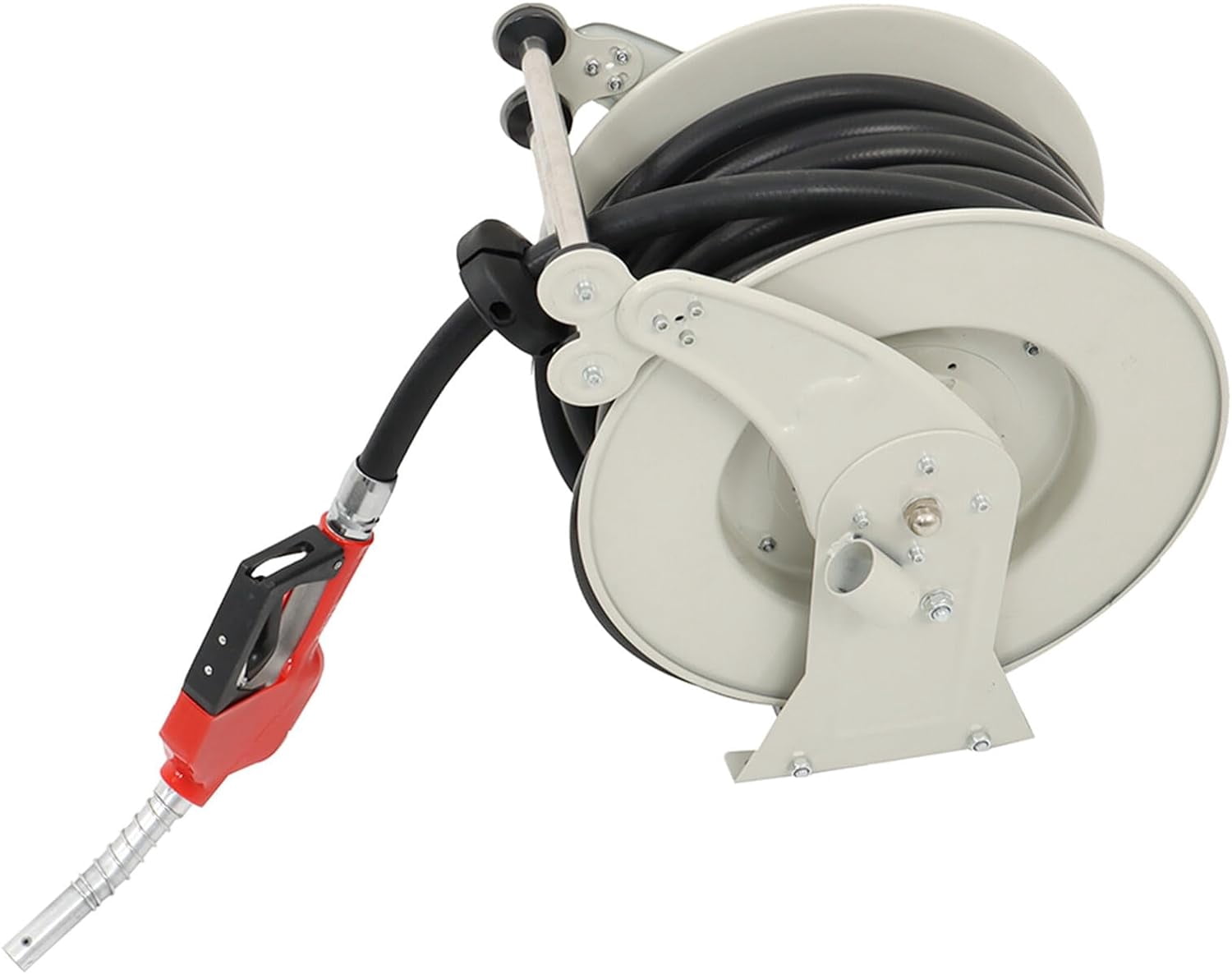 LABLT 3/4 Inch x 50 Ft Diesel Fuel Hose Reel with Fuel Nozzle Heavy Duty Steel Retractable Hose Reel
