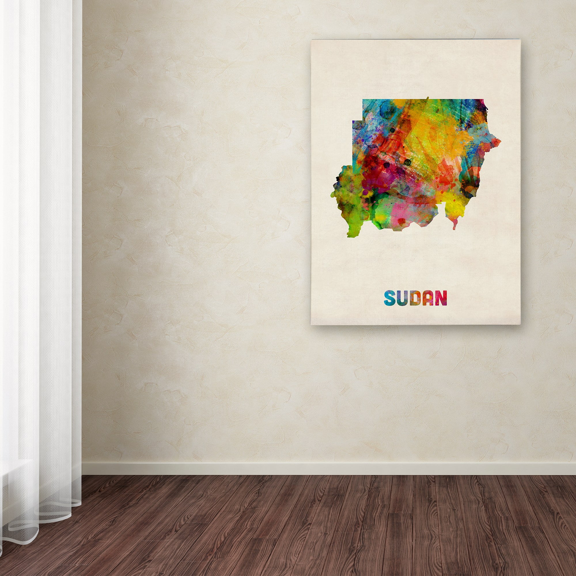 Trademark Fine Art "Sudan Watercolor Map" Canvas Art by Michael Tompsett