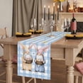 thumbnail image 2 of Easter Gnomes Table Runner, Watercolor Eggs Basket Daisy Spring Blue Plaid Washable Cotton Linen Table Runners 90 Inches Long, Dresser Scarf Runner for Dining/Coffee/Kitchen/Hallway Tables 13''x90'', 2 of 9