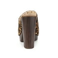 thumbnail image 2 of BLISSFUL STEP Women's Shoes Platform Chunky Heels Open Toe Rivet Faux Suede Slides Sandals Leopard 9.5, 2 of 7