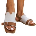 thumbnail image 3 of WIZUTIZ Womens Beach Sandals Flat Sandals Dressy Sandals Women Casual Comfortable Elastic Beach Sandals Buckle Shoes Flat Heel (O"-1) Medium Color Block Sandals for Older Women Beach White, 3 of 6