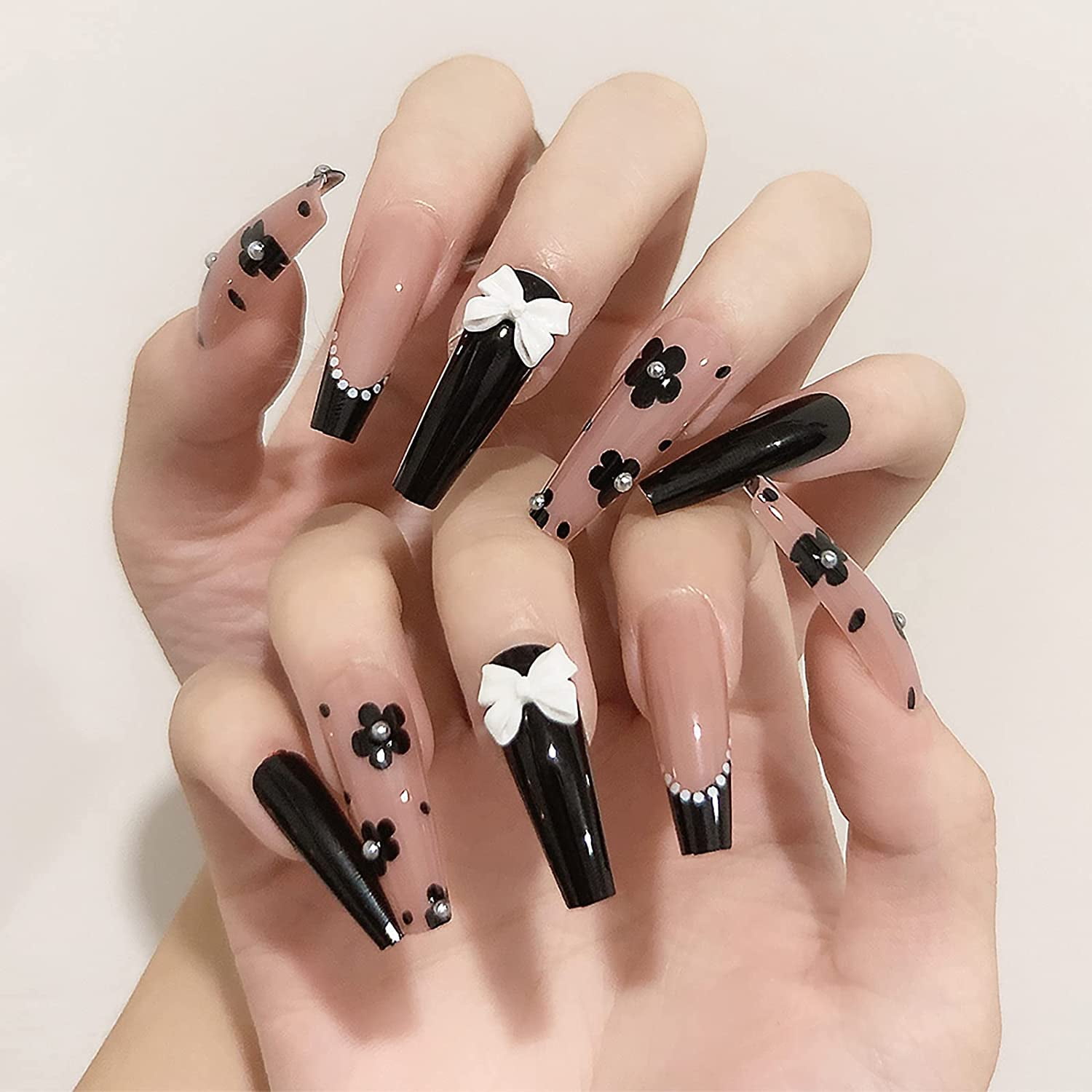 3D Press on Nails Long White Pearl Heart Cute Fake Nails with Designs  Glossy False Nails for Women Girls Stick on Nails with Glue on Acrylic Nail  Tips - Walmart.com