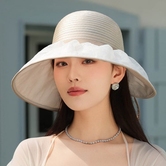 Women's Hat Bridal Wedding Tea Party Wide Brimmed Summer Sun Hat Ladies Outdoor Elegant Temperament Sun Hat Winter Wool Elaborate Hat Colorful Women French Men Ladies Caps Bureau French Fancy Winter