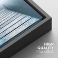 thumbnail image 3 of IDEA4WALL Framed Canvas Art Wall Decor Blue Wash Out Wooden Pier with Sunrise Coastal Ocean Photography Minimalism Modern Scenic Relax/Calm Duotone for Dorm Home Office - 16"x24", 3 of 5