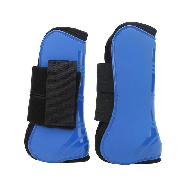 Horse Tendon Boots PU Thicken Shell Boots Horse Leg Protection for Jumping Riding CompetitionBlue M Front