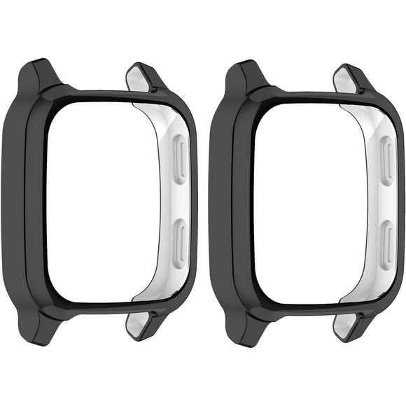 Tianle Compatible with Garmin Venu Sq 2 and Venu Sq Watch Band Cover Cases Shell Screen Protector Accessories(not for Venu 2/2S (Black+Black)