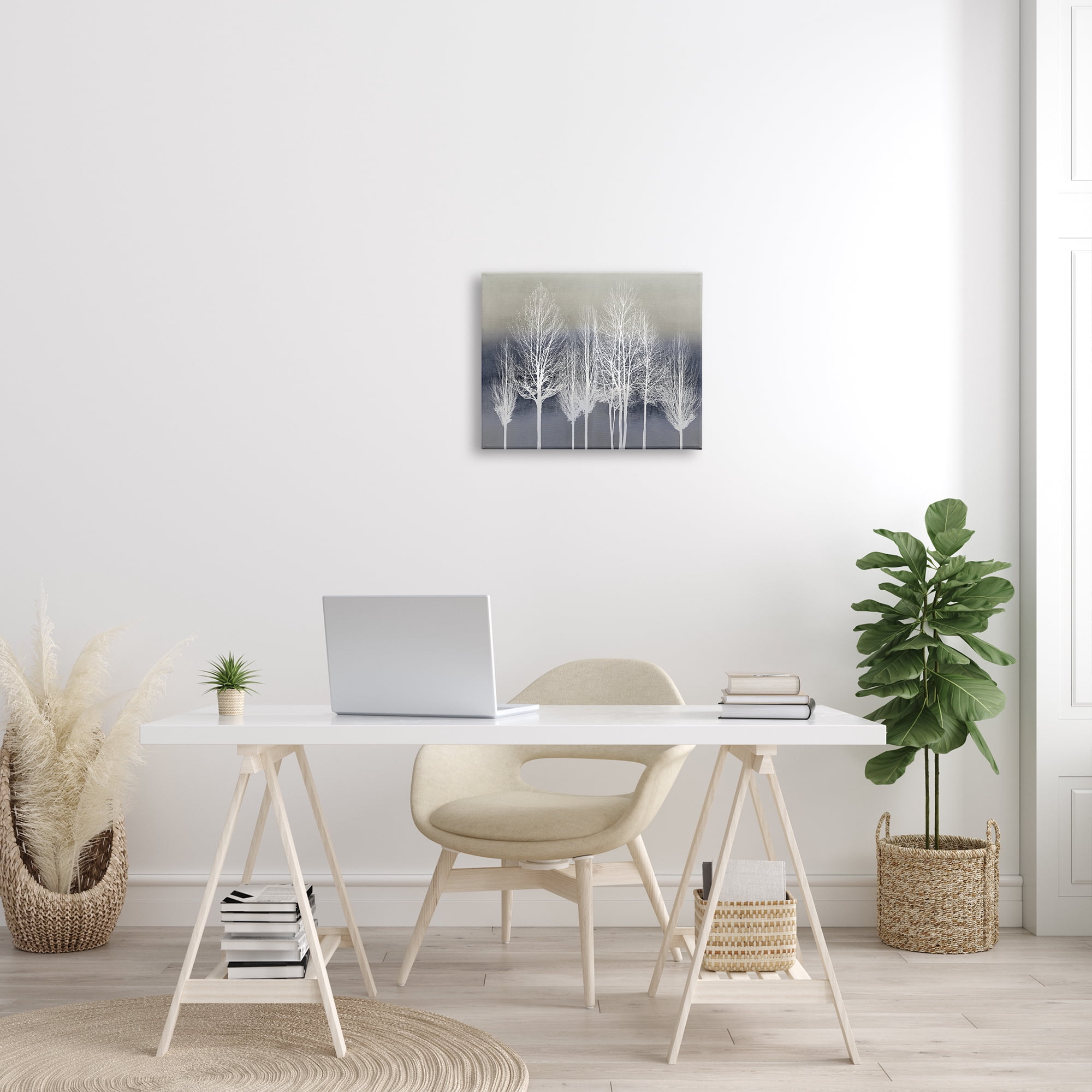 Stupell Industries Modern Tree Forest Winter Landscape over Pattern, 16 x 20, Designed by Kate Bennett