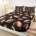thumbnail image 4 of Castle Fairy Football Print King Sheets 4pcs, Ball Gamer Bedding, Black Brown White,1 Fitted Sheet, 1 Flat Sheet and 2 Pillowcases, 4 of 6
