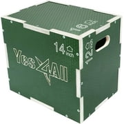 Yes4All 3-in-1 Wooden Plyo Box, Non Slip Surface with Hex Grip, Three Different Height, 16" 14" 12", Green Color