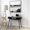 thumbnail image 1 of CorLiving Acerra Engineered Wood Adult Entryway Desk with Dark Woodgrain Finish Center Drawer and Solid Wood Legs, Black, 1 of 12