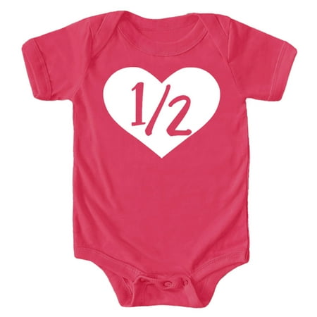 

Half Birthday Bodysuit Girls 1/2 in Heart Birthday Glitter Gold Outfit for Baby Girls Vintage Hot Pink Bodysuit 12 Months