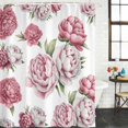 thumbnail image 2 of Pink Floral Bathroom Shower Curtains with 12 Hooks Polyester Waterproof Shower Curtain for Stalls and Bathtubs Spring Summer Modern Flower Leaf Decorative Bathroom Privacy Curtain 72x72 Inches, 2 of 9