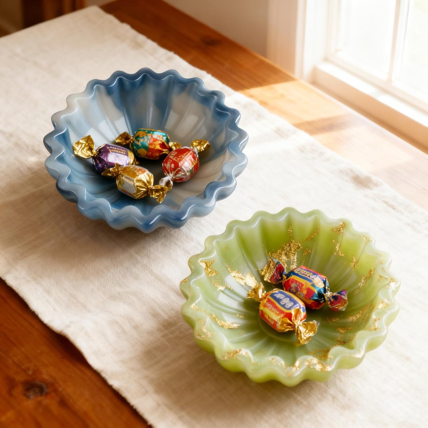 ABCISI 2 Pcs Flower Shaped Bowl Resin Mold, Flower Tray Silicone Molds for Resin, Candle Vessel Silicone Mold, Epoxy Molds for DIY Jewelry Trinket Container Candle Holder