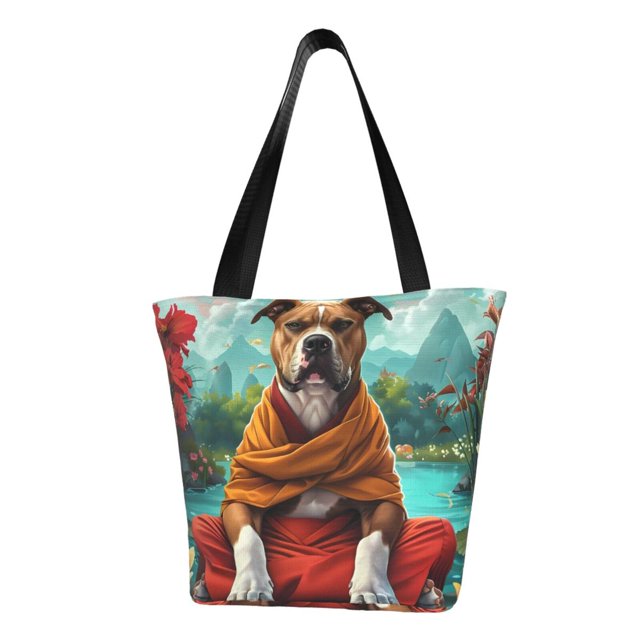Fotbe Meditating French Bulldog Bolsa de Playa con Estampado, Bolsa de Hombro, Bolsa de Mano Espaciosa, Bolsa de Viaje Ligera, Bolsa de Compras Versátil