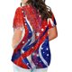 thumbnail image 4 of Plus Size Mujeres Blusas Sexy Cuello en V Encaje Casual Suelto Manga Corta Top, Blusas de Manga Corta para las Mujeres, 4 of 5