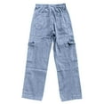 thumbnail image 5 of Bibifish Womens Jeans Dark Blue Elastic Waist Cargo Tapered Denim Pants Multi-Pocket Detail Relaxed Fit Casual Daily Wear Trendy Jeans, 5 of 5