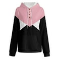 thumbnail image 4 of Baqcunre Hoodies For Women Womens Block Hoodies Tops Long Sleeve Drawstring Button Down Pullover Sweatshirt With Pocket Womens Fall Fashion 2023 Womens Sweaters Pink S, 4 of 4