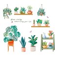 thumbnail image 3 of Adhesivos de pared con dibujos animados de plantas verdes, plantas en maceta y estantería, 3 of 3
