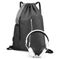 thumbnail image 1 of Drawstring Backpack, Oxford Cloth Gym Sack with Earphones Jack for Adults Teenagers, 1 of 7
