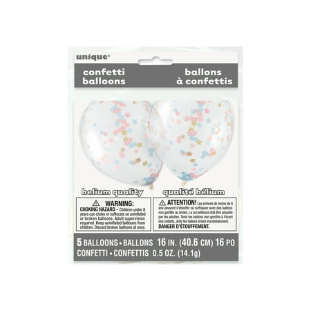 - Latex Star Confetti Balloons, 16 in, Pink, Blue, & Gold, 5ct, 2-Pack (10 Balloons)