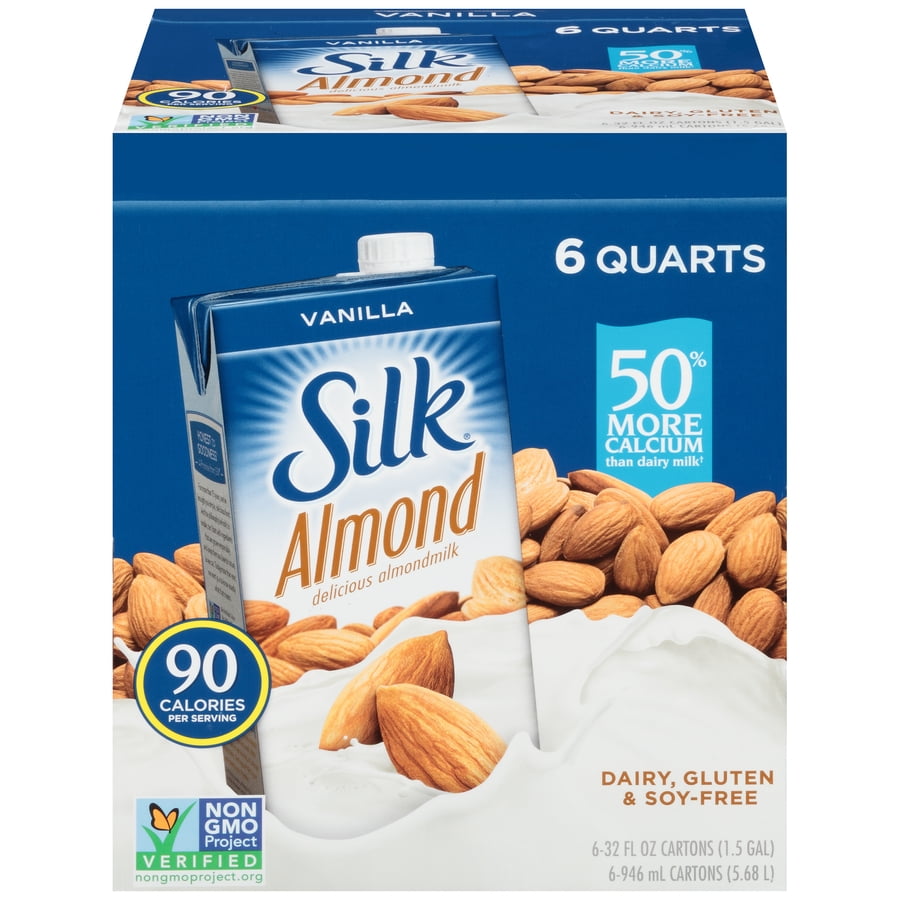 (Pack of 6) Silk Vanilla Almondmilk, NonDairy, Vegan, PlantBased, 32