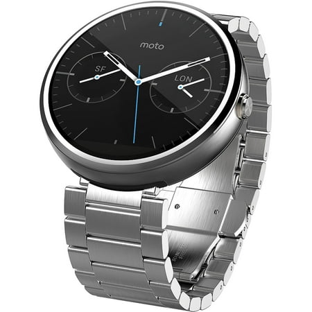 Moto 360 Smart Watch with Stainless Steel Band (Best Smartwatch For Moto Z Force)